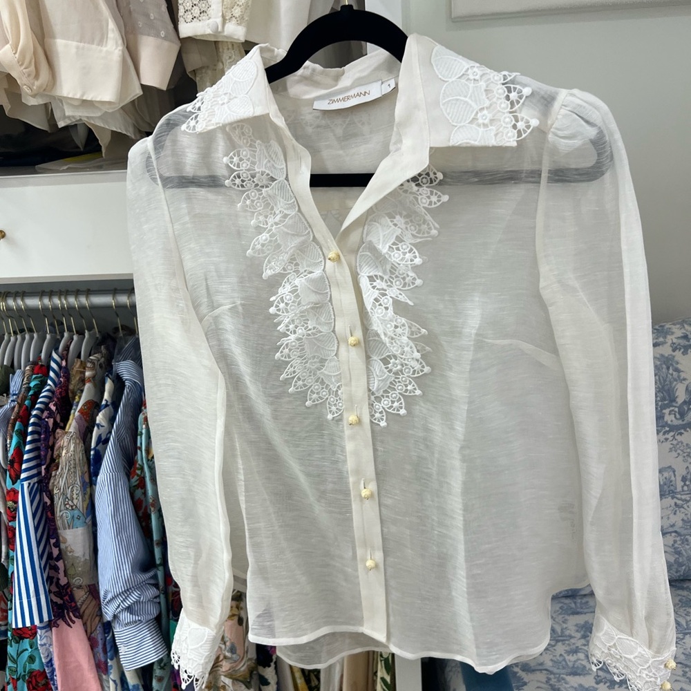 White Lace Trim Blouse no undershirt size 4/6